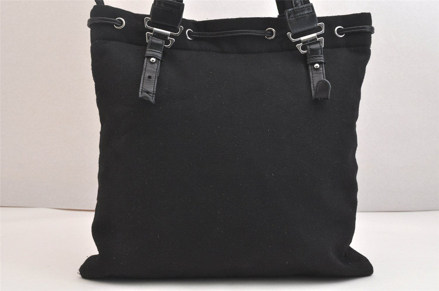 Saint Laurent Shoulder Tote Bag Canvas Leather Black — view 3