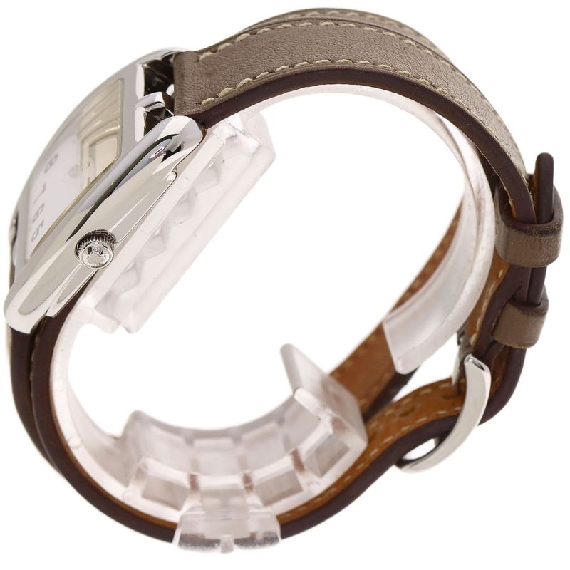 Hermes Cape Cod Double Tour Etoupe Watch SS Leather