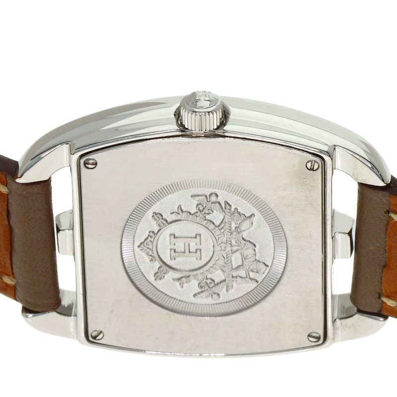 Hermes Cape Cod Double Tour Etoupe Watch SS Leather