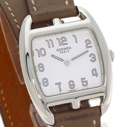 Hermes Cape Cod Double Tour Etoupe Watch SS Leather