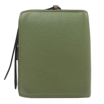 Loewe Vertical Bifold Wallet Leather Green X Brown Green
