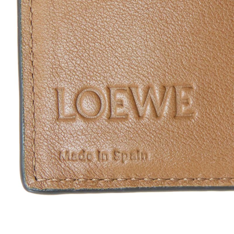 Loewe Vertical Bifold Wallet Leather Green X Brown Green