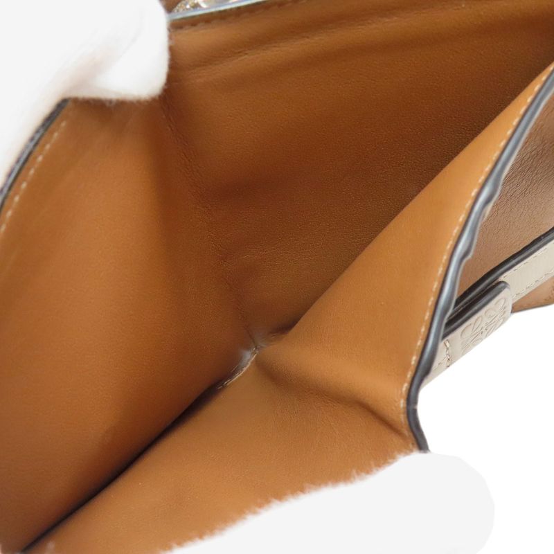 Loewe Vertical Bifold Wallet Leather Green X Brown Green