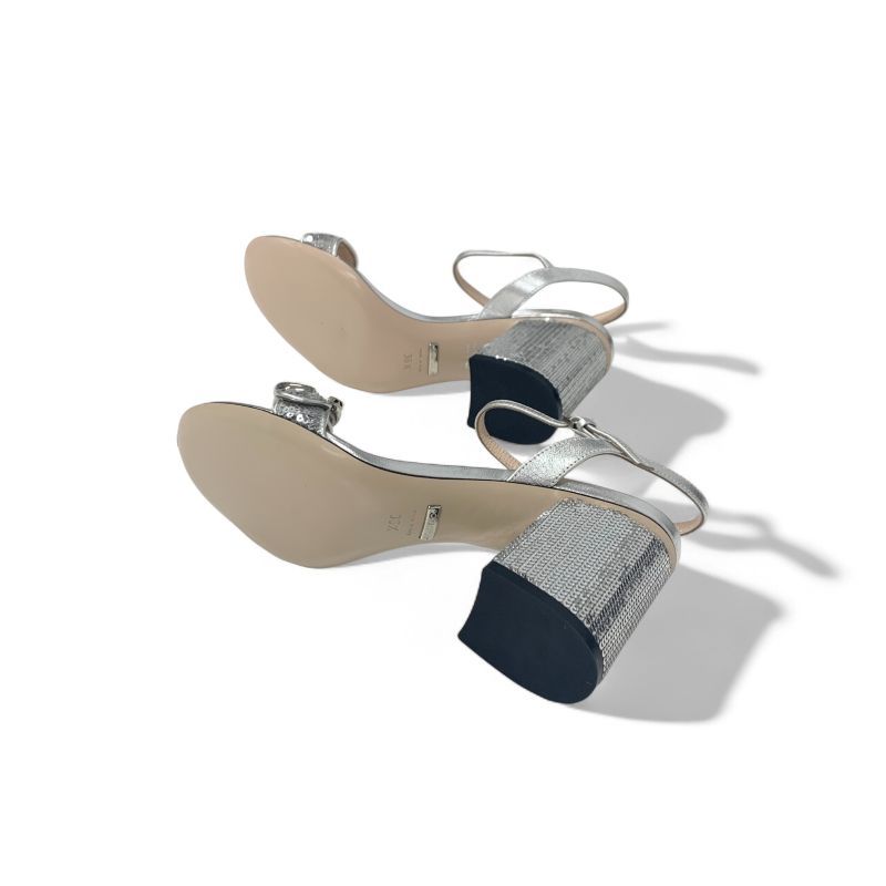 Gucci Sandals Shoes Leather Silver GG Marmont Sequin Strap