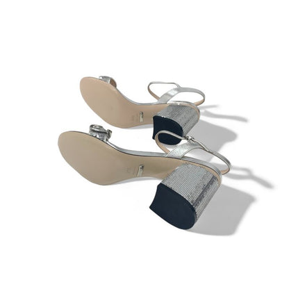 Gucci Sandals Shoes Leather Silver GG Marmont Sequin Strap