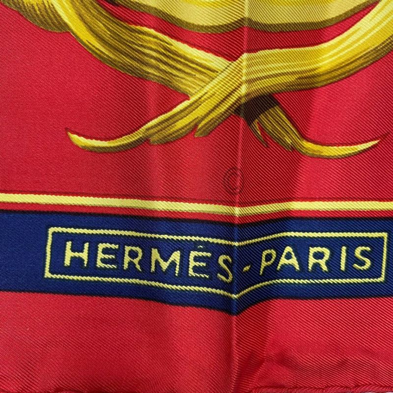 Hermes Scarf Carre 90 Silk Couronnes Crown Red