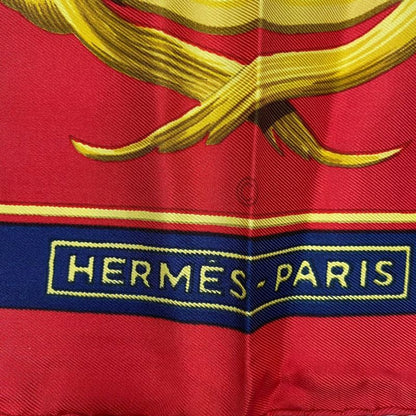 Hermes Scarf Carre 90 Silk Couronnes Crown Red