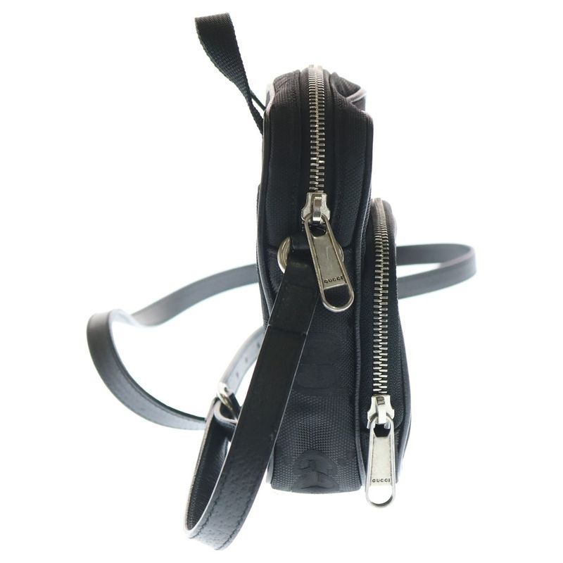 Gucci Off the Grid GG Canvas Leather Shoulder Bag Silver Black