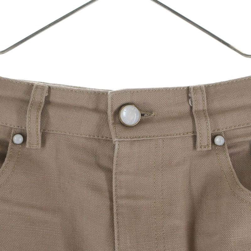Louis Vuitton Logo Stitch Work Denim Pants Beige Lpj