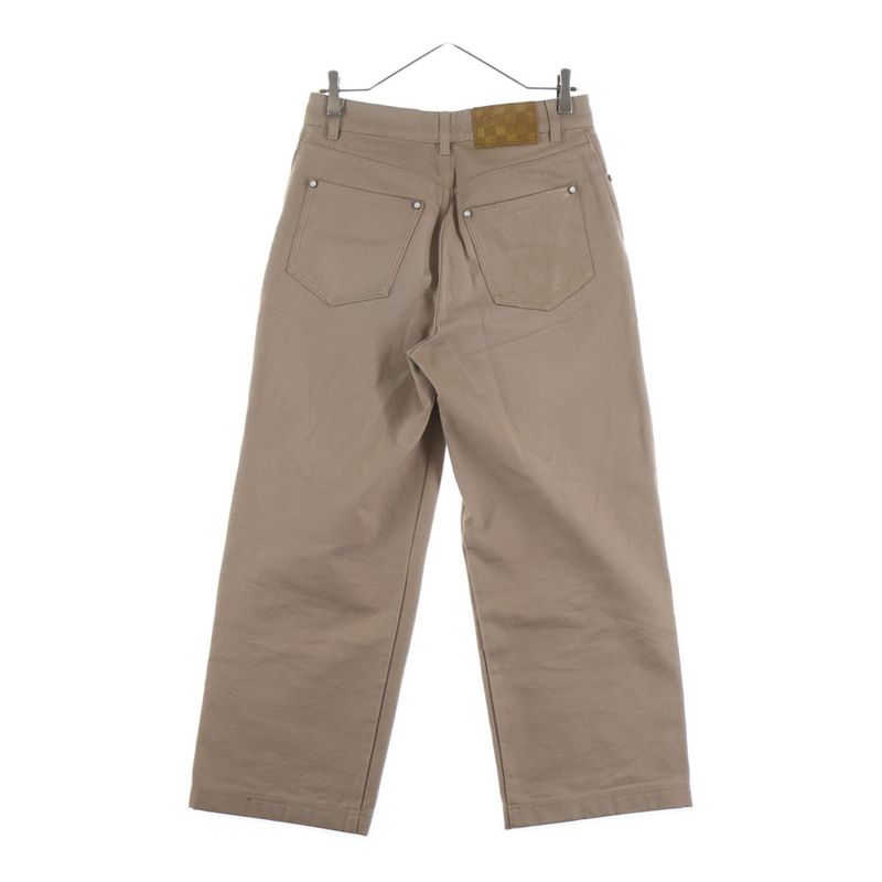 Louis Vuitton Logo Stitch Work Denim Pants Beige Lpj