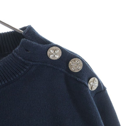 Louis Vuitton Embroidered Cotton Blend Creneck Knit Logo Crew Flat