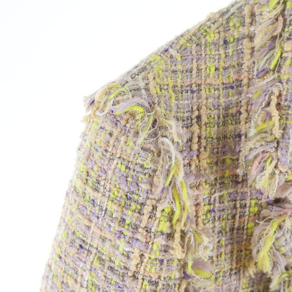 Chanel CC Logo Button Cotton Tweed Jacket Pink Yellow