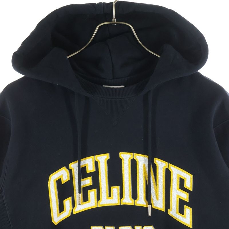 Celine Front Logo Print Sweatshirt Pullover Hoodie Black Sweater