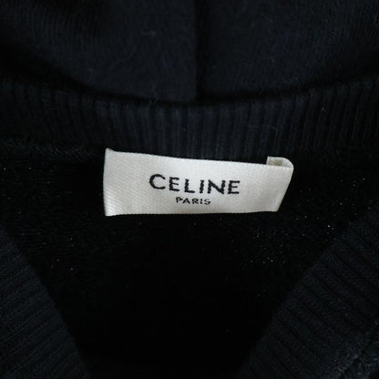 Celine Front Logo Print Sweatshirt Pullover Hoodie Black Sweater