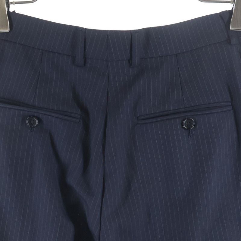 Celine Multi Pocket Zip Up Striped Pattern Slack Pants Navy