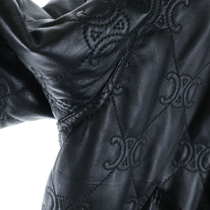 Celine Triomphe Leather Bomber Jacket Zip Up
