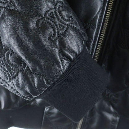 Celine Triomphe Leather Bomber Jacket Zip Up