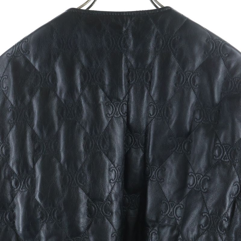 Celine Triomphe Leather Bomber Jacket Zip Up