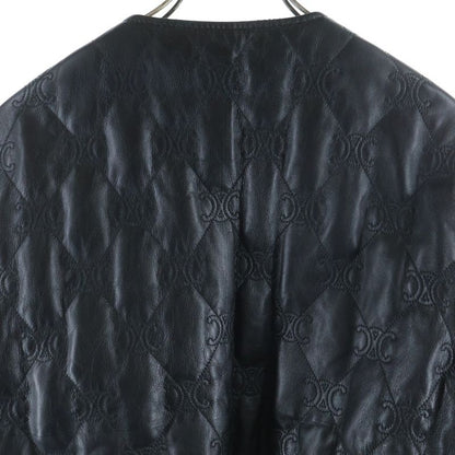 Celine Triomphe Leather Bomber Jacket Zip Up
