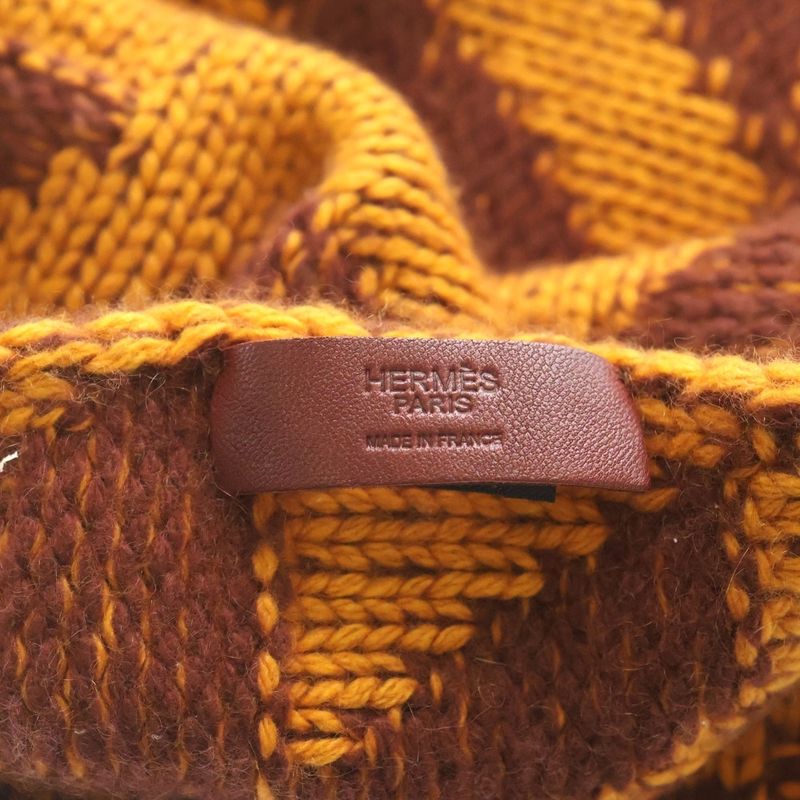 Hermes Lambskin Leather Fringe Logo Scarf