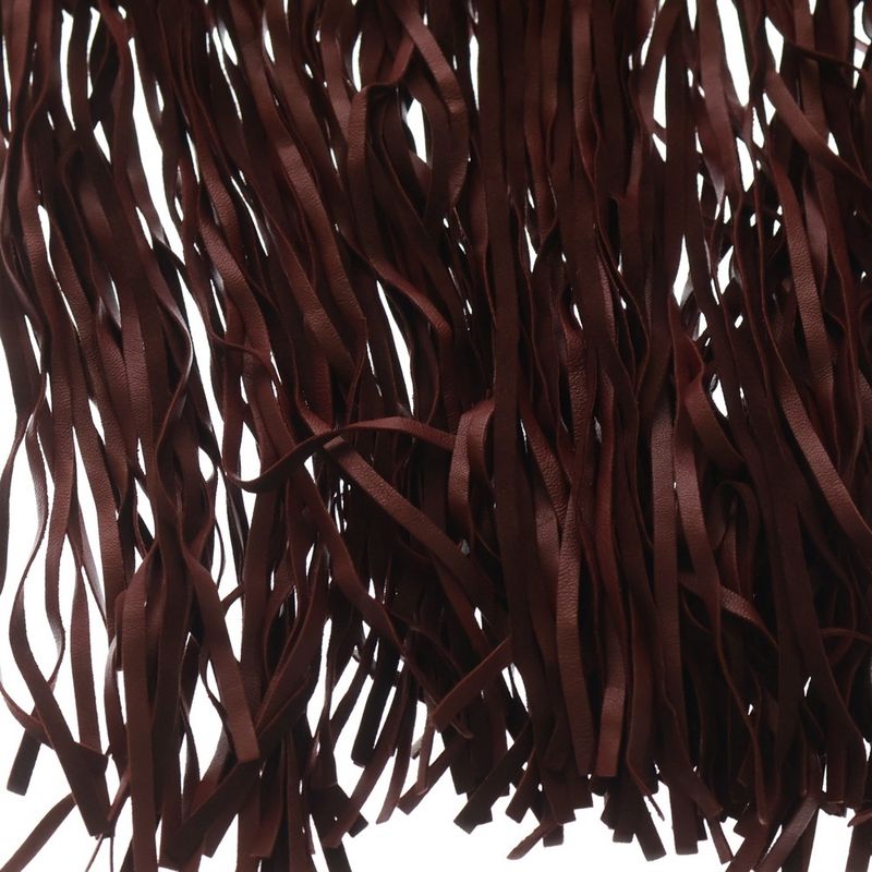 Hermes Lambskin Leather Fringe Logo Scarf