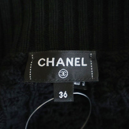 Chanel Mini Plate CC Logo Crochet Short Sleeve Knit Sweater Black