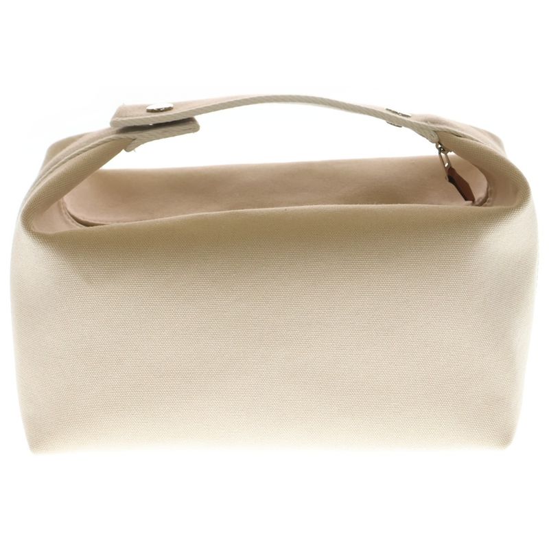Hermes Brid-a-brac GM Silver Logo Button Canvas Handbag Pouch