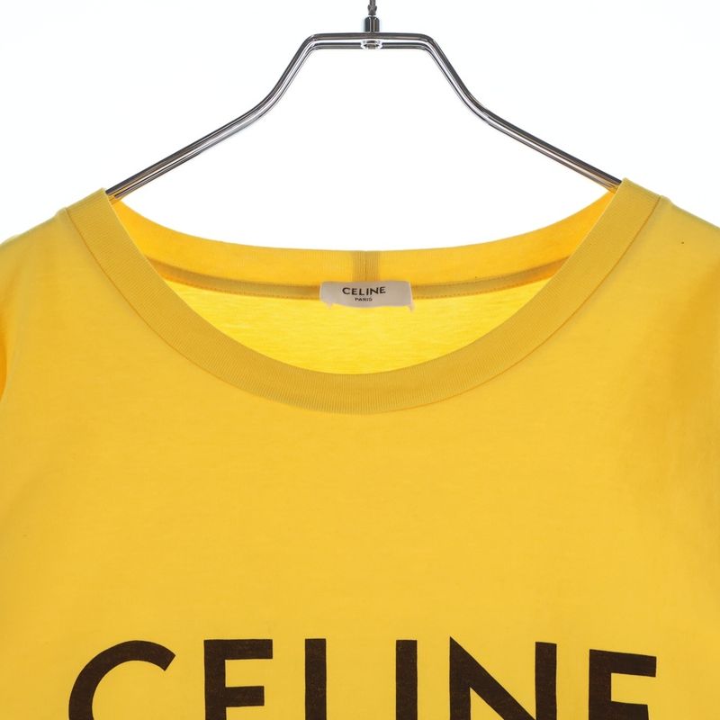 Celine Loose Fit Logo Print Short Sleeve T-Shirt Yellow