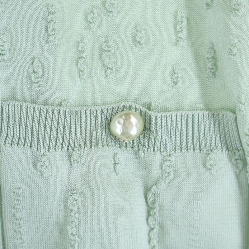 Chanel Double Button Rayon Cardigan Light Green