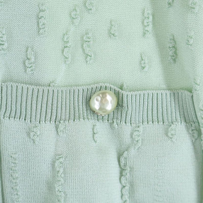 Chanel Double Button Rayon Cardigan Light Green