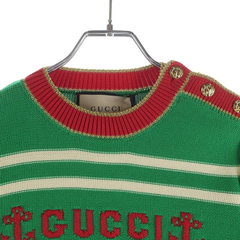 Gucci Front Logo Marine Knit Green Flat