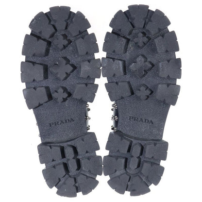 Prada Monolith Brushed Leather Studded Loafers Black