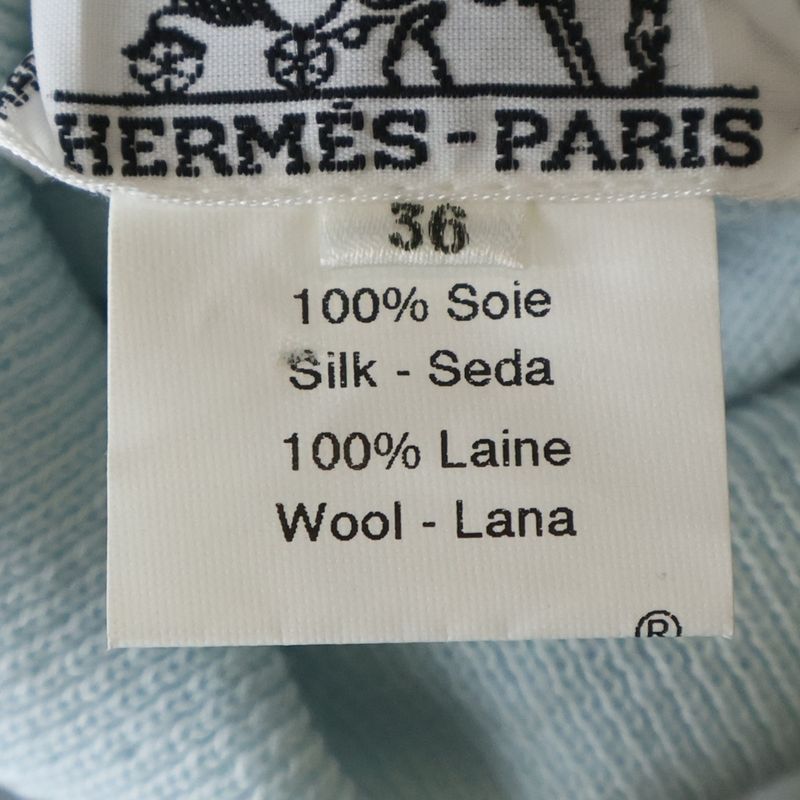 Hermes Twill Lane Plumes Turtleneck Light Blue 36 Flat