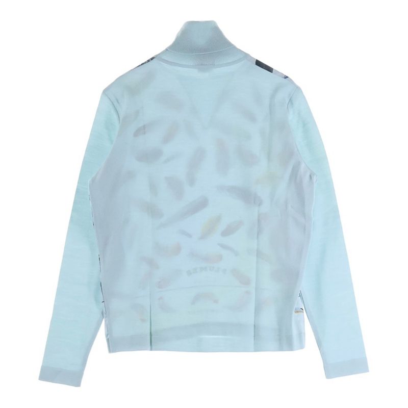 Hermes Twill Lane Plumes Turtleneck Light Blue 36 Flat