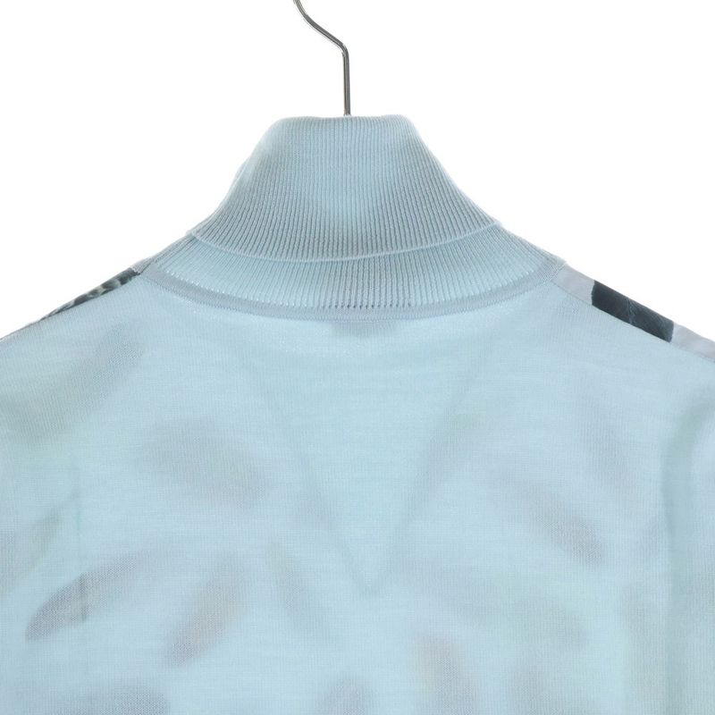 Hermes Twill Lane Plumes Turtleneck Light Blue 36 Flat
