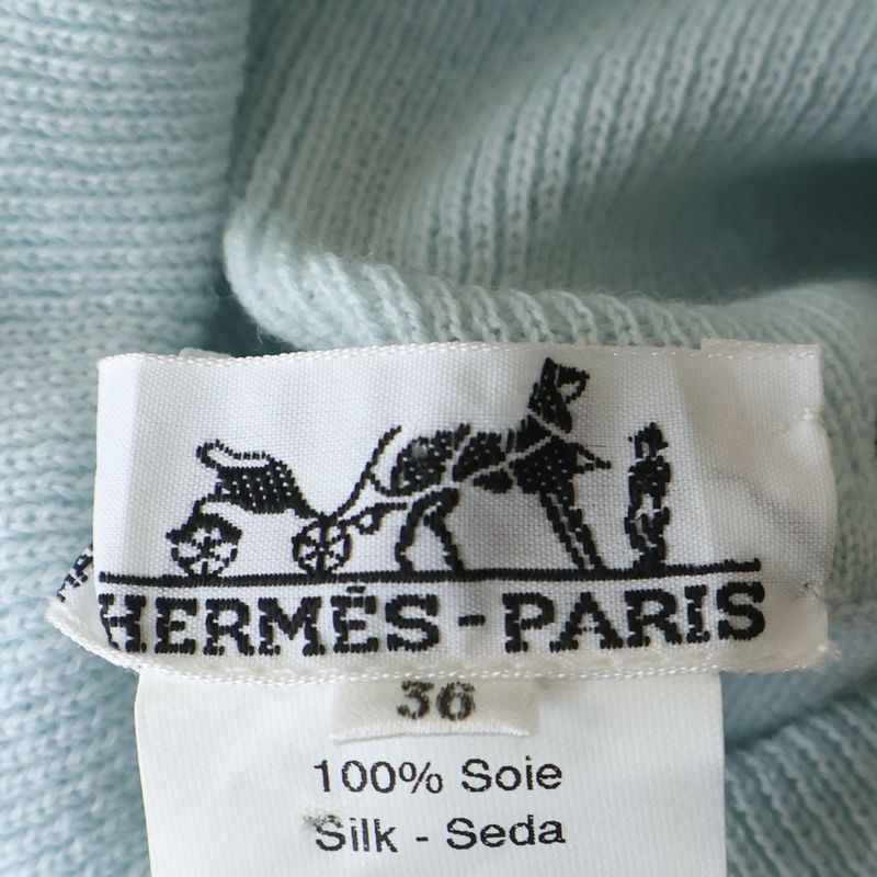 Hermes Twill Lane Plumes Turtleneck Light Blue 36 Flat