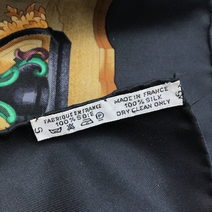 Hermes Carre 90 Azulejos Silk Large Scarf Shawl Black Yellow