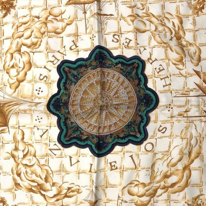 Hermes Carre 90 Azulejos Silk Large Scarf Shawl Black Yellow