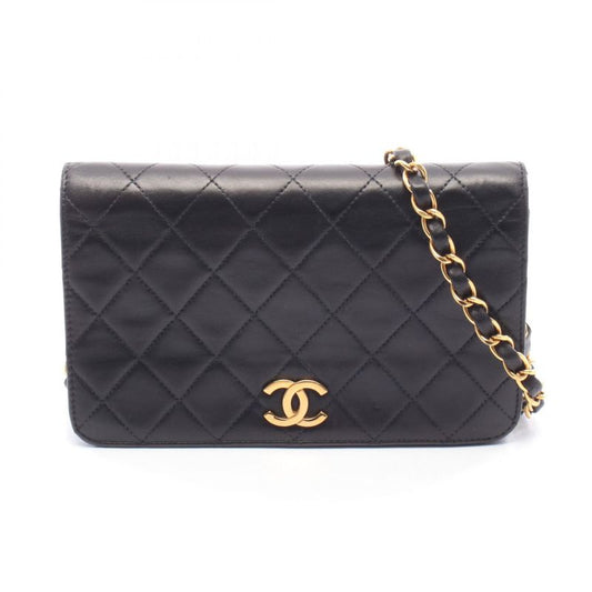 Chanel Shoulder Bag Mini Quilted Full Flap Black Lambskin
