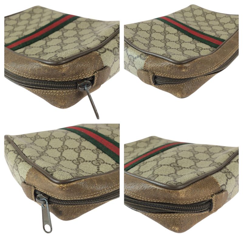 Gucci Vintage Sherry Clutch Beige Brown