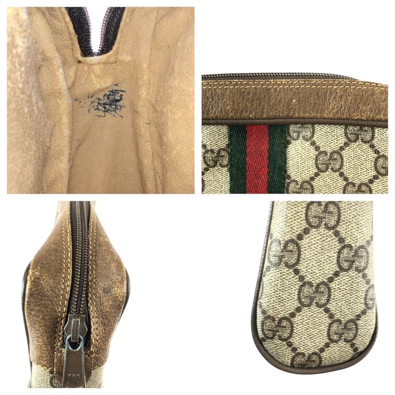 Gucci Vintage Sherry Clutch Beige Brown