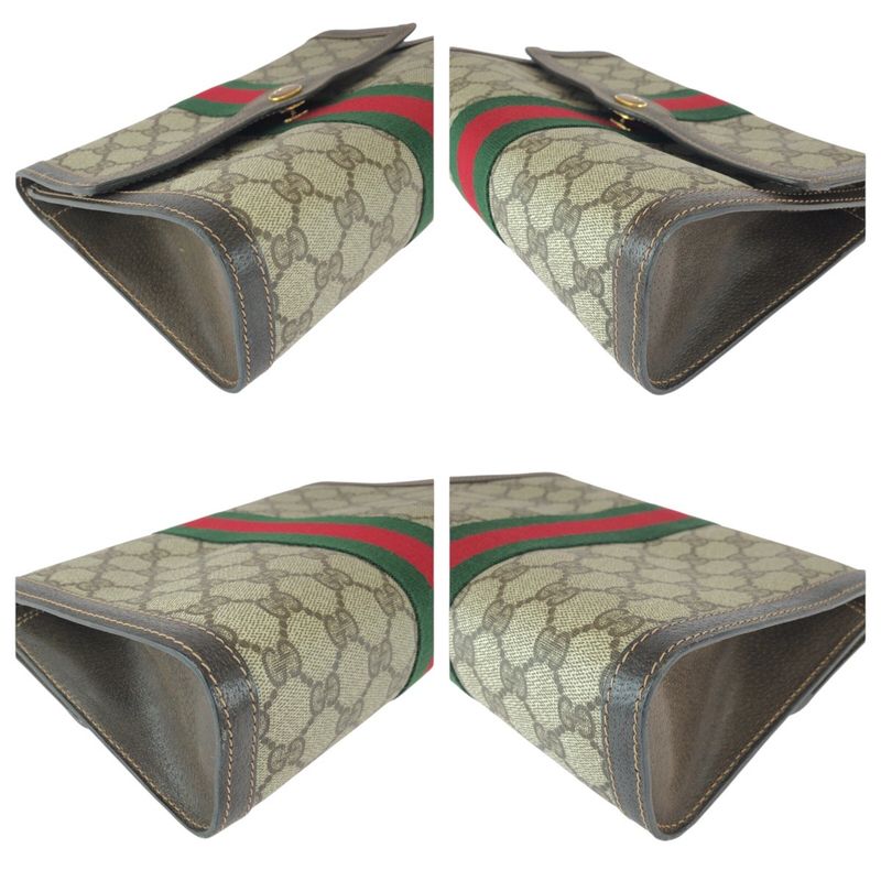 Gucci Vintage Sherry Clutch Beige Brown