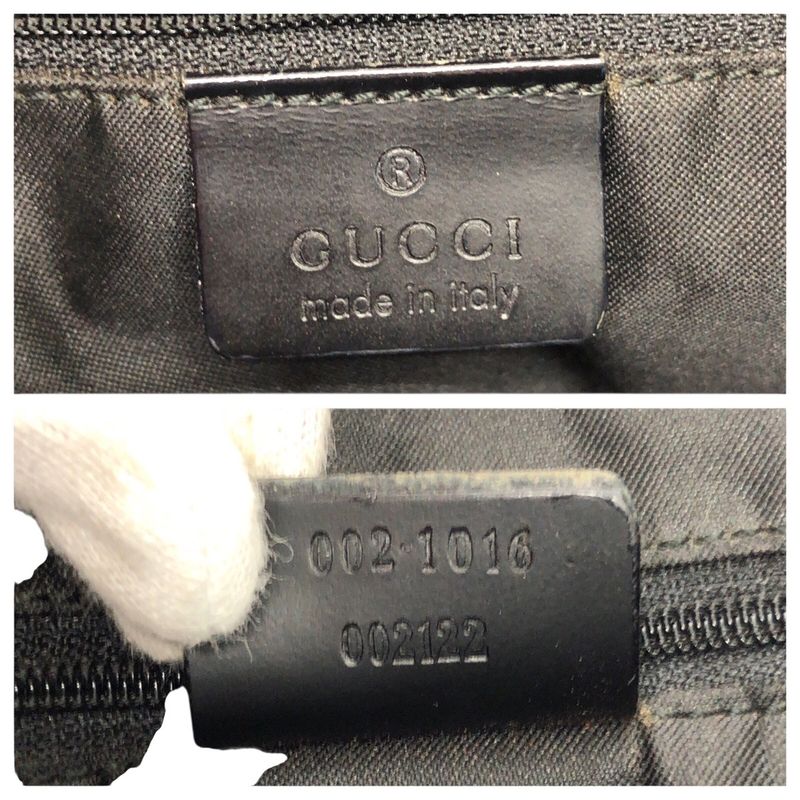 Gucci Bamboo GG Pattern Black Silver Nylon Tote