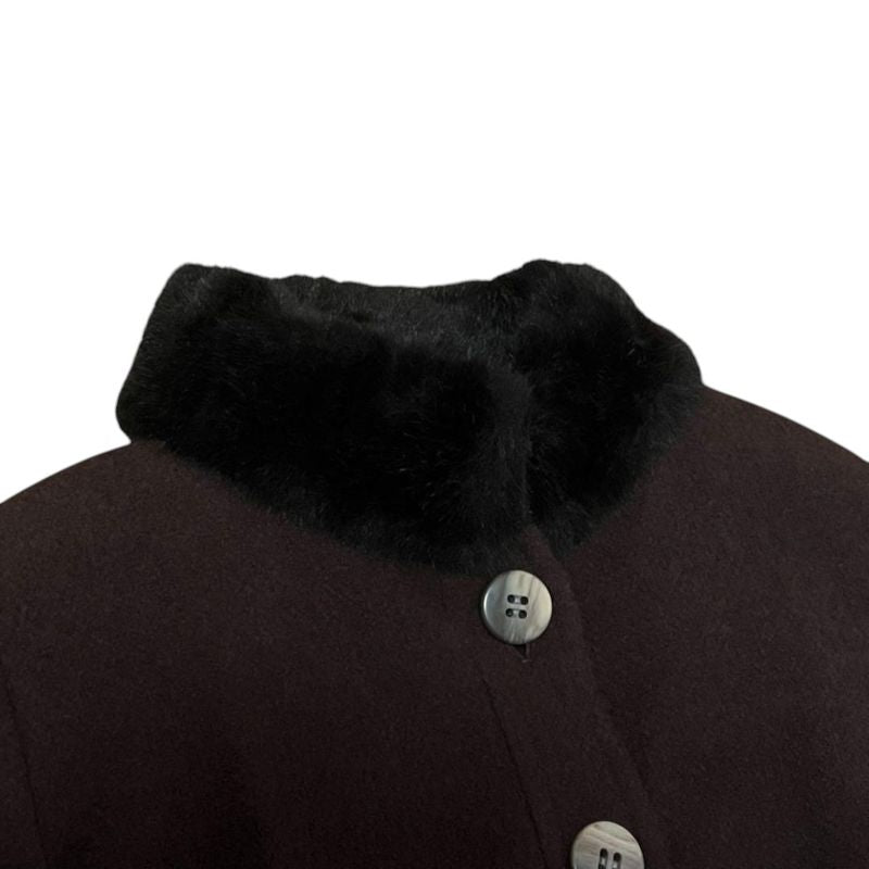 Saint Laurent Yves Vintage Brown Wool Nylon Faux Fur Shoulder Bag