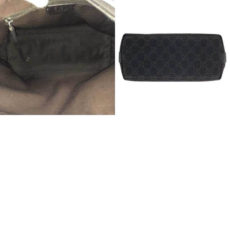 Gucci Hobo Brown Dark Silver GG Canvas Leather Brown Dark Brown