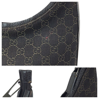 Gucci Hobo Brown Dark Silver GG Canvas Leather Brown Dark Brown