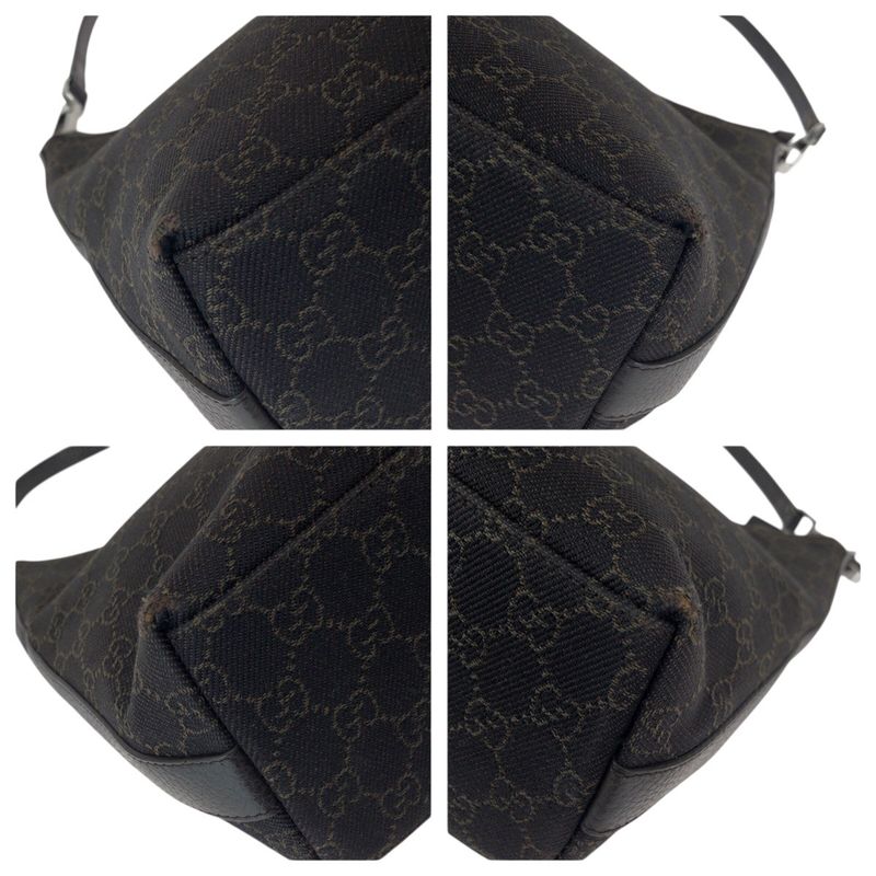 Gucci Hobo Brown Dark Silver GG Canvas Leather Brown Dark Brown