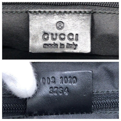 Gucci Bamboo Beige Brown Gunmetal GG Canvas 002 Tote