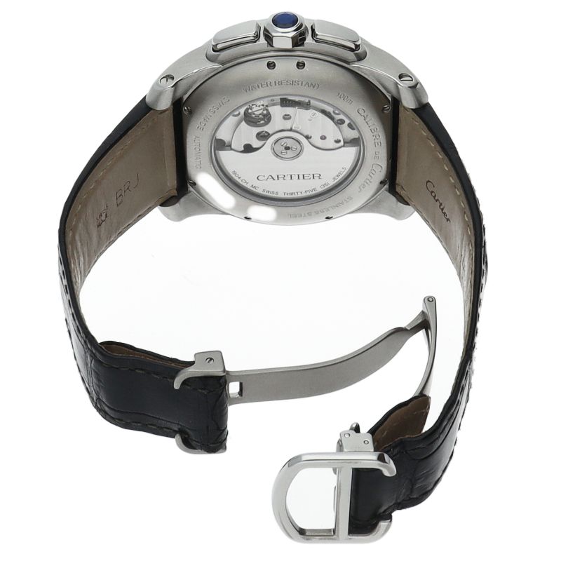 Cartier Caliber de Chronograph Watch Box SS Leather