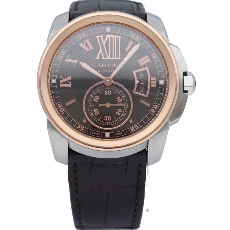 Cartier Caliber de Watch Box 18K Pink Gold SS Leather